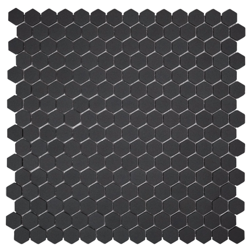[SMP001] 3/4" unglazed porcelain hex mosaic in 'Charcoal'
