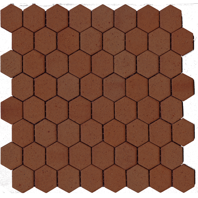 Elongated hex pattern unglazed stoneware mosaic