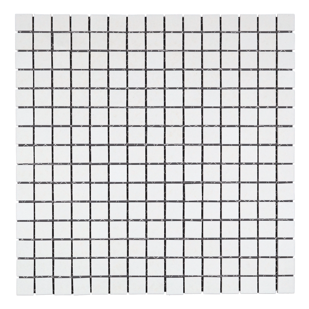 3/4" unglazed porcelain square mosaic in 'Arctic White'