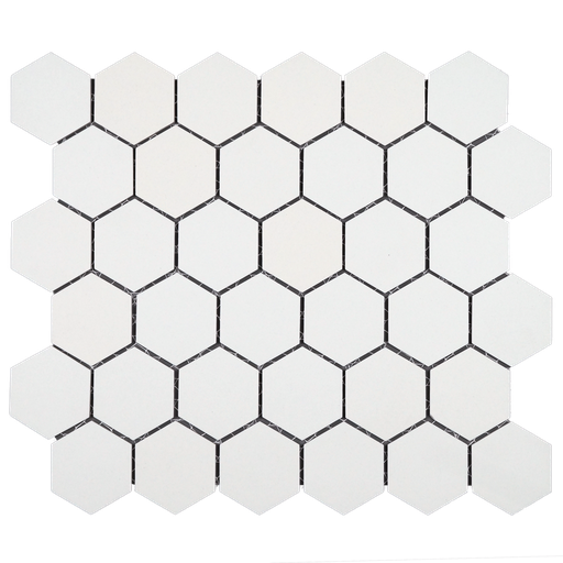 [SMP200UM] 2" unglazed porcelain hex mosaic in 'Arctic White'