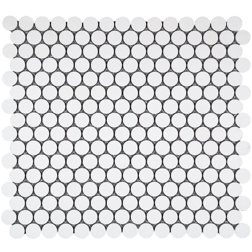 [SMP300UM] 3/4" unglazed porcelain penny round mosaic in 'Arctic White'