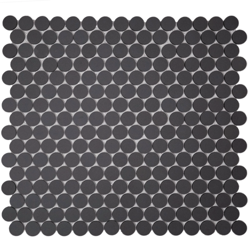 [SMP301UM] 3/4" unglazed porcelain penny round mosaic in 'Charcoal' - Mesh Mounted