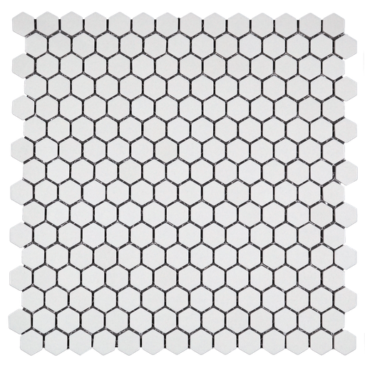 [SMP000] 3/4" unglazed porcelain hex mosaic in 'Arctic White'